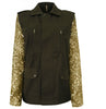 Celebrity Dark Khaki & Gold Sequin Sleeve Jacket