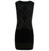 Black Multi-Stud Patterned Sleeveless Dress