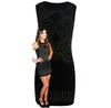 Black Multi-Stud Patterned Sleeveless Dress