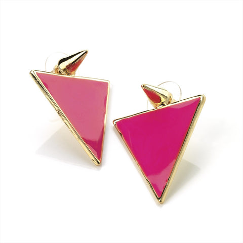 Gold Colour Neon Pink Stud Earring