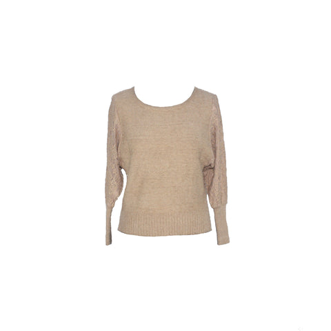 Beige Lace Arms Knitted Jumper