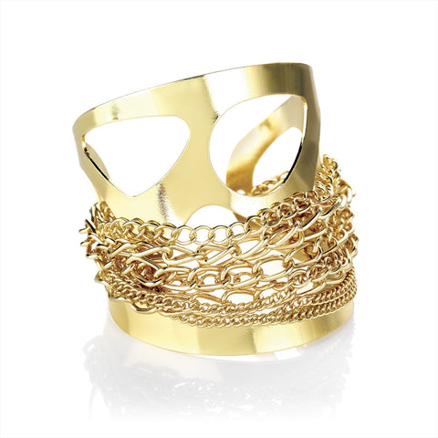 Gold Colour Chain Cuff Bangle