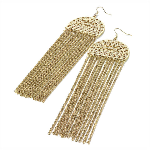 Gold Colour Chain Tassel Earring