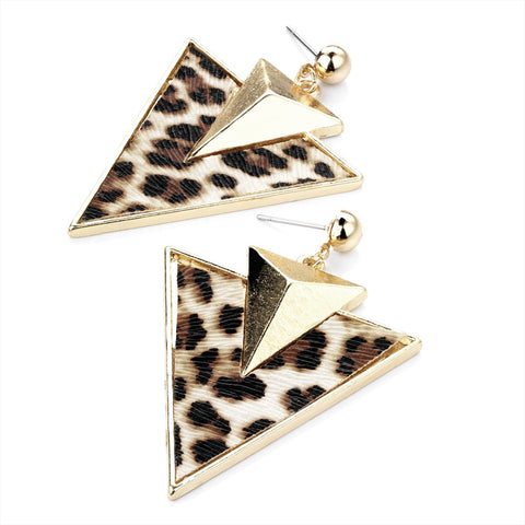 Gold Colour Animal Print Triangle Earring