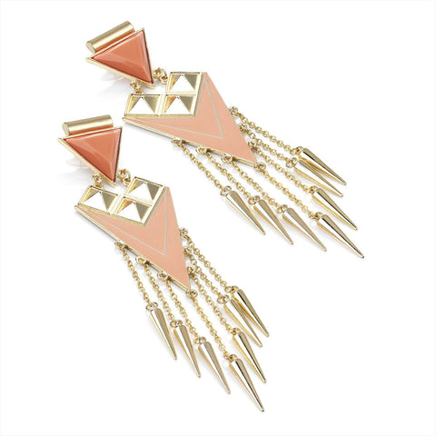 Gold Colour Peach Stud Drop Earring