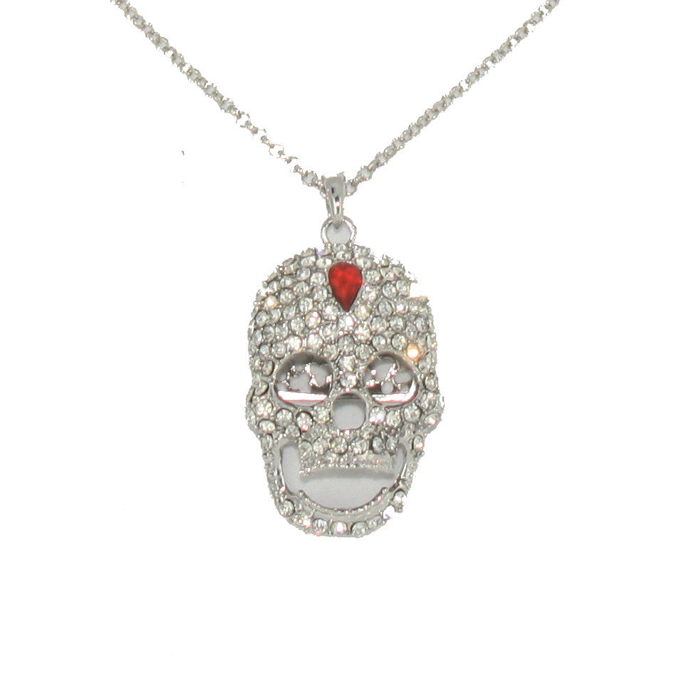 Crystal Laughing Skull Pendant Necklace