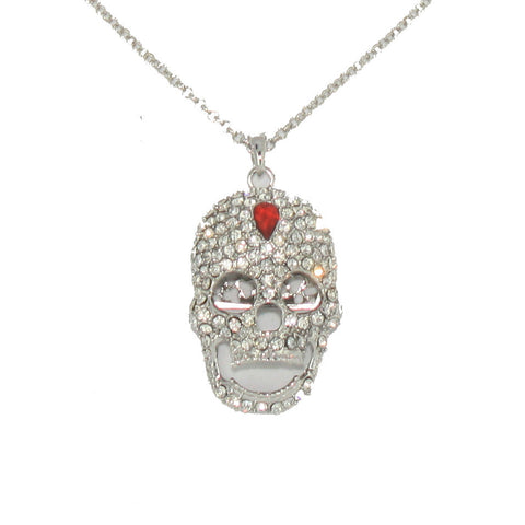 Crystal Laughing Skull Pendant Necklace