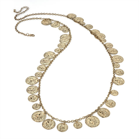 Antique Gold Effect Coin Chain Necklace